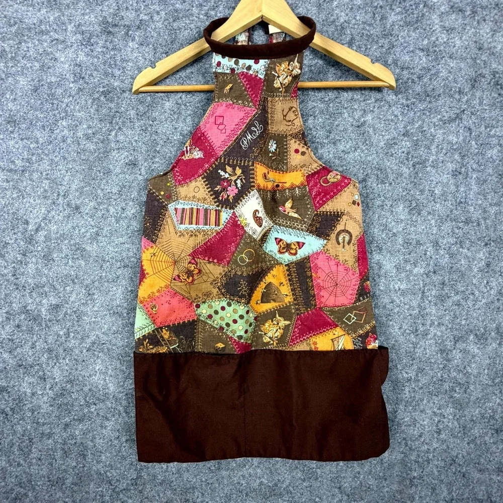 Vintage Womens Apron Multicolor Quilt Patchwork Halter Neck Boho